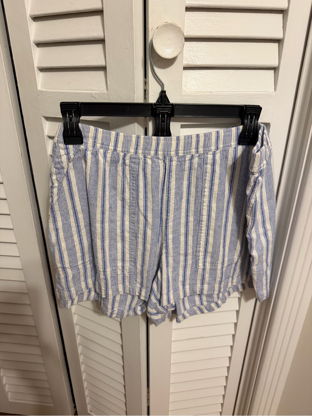 Blue & White Striped Linen Shorts
